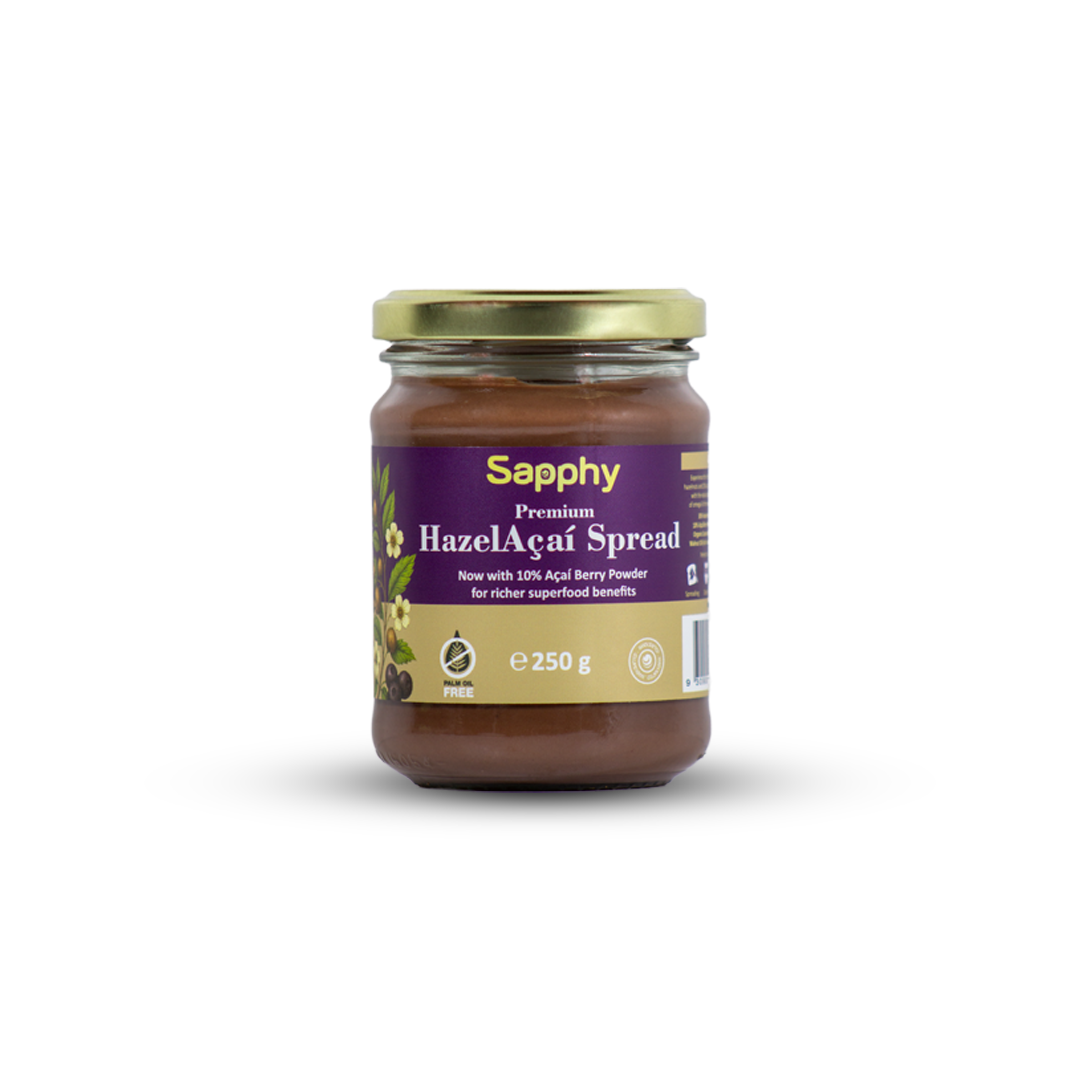Sapphy Premium HazelAçaí Spread – 250g | Superfood Hazelnut & Açaí Blend | Palm Oil-Free